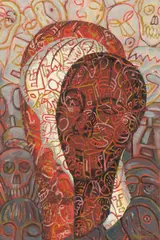 Köpfe und Masken #26 by Christa Dichgans, 1985, Öl auf Leinwand, im Original-Rahmen, sold Jul 2025