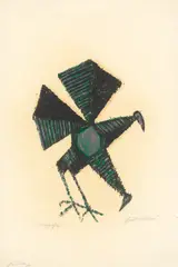 Doppelhuhn by Ewald Mataré, 1963, Ölfarbe über Farbholzschnitt auf Velin, sold Jul 2025