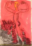 Manhattan Acrobat by Rainer Fetting, 1983, Kunstharz und Pastellkreide auf Papier, sold Sep 2024