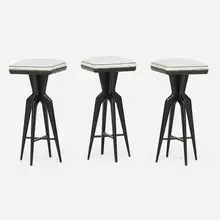 Set of three bar stools by Giuseppe Scapinelli, Italy/Brazil, sold Sep 2018