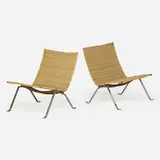Pair of PK22 lounge chairs by Poul Kjaerholm, Denmark, sold Sep 2018
