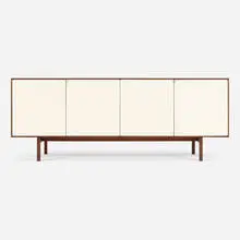Florence Knoll, Cabinet, model 541, 1952, walnut, lacquered wood, polished aluminum