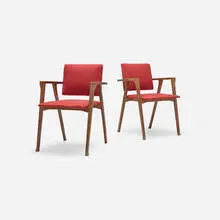 Luisa chairs, pair by Franco Albini, 1950, mahogany, upholstery, enameled steel, sold Jan 2024