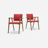 Franco Albini, Luisa chairs, pair, 1950, mahogany, upholstery, enameled steel