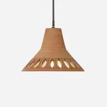 Ceiling lamp by Raul Coronel, c. 1965, glazed stoneware, enameled brass, sold Jan 2024