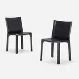 Mario Bellini, Cab chairs model 412, pair, leather, enameled steel, plastic