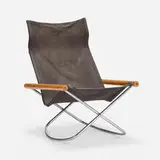Nychair X rocking chair by Takeshi Nii, 1958, canvas, maple, chrome-plated steel, sold Jan 2024