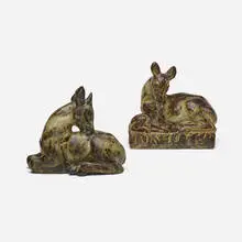 Knud Kyhn, Deer, set of two, glazed stoneware