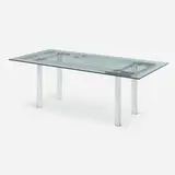 Tobia Scarpa, André dining table, model 11960, 1969, chrome-plated steel, glass