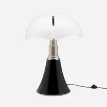 Pipistrello table lamp by Gae Aulenti, 1965, enameled aluminum, stainless steel, methacrylate, chrome-plated steel, sold Jan 2024