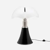 Gae Aulenti, Pipistrello table lamp, 1965, enameled aluminum, stainless steel, methacrylate, chrome-plated steel