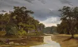 Flußlandschaft by Carl Georg Scheuermann, Um 1830, Öl auf Holz, sold Nov 2013