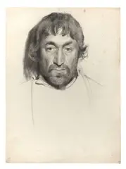 Konrad Böse, Kopf eines Bauern, Um 1900, Kreide auf genarbtem Papier