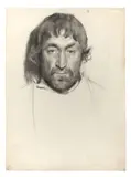 Konrad Böse, Kopf eines Bauern, Um 1900, Kreide auf genarbtem Papier