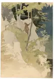 Viktor Paul Mohn, Weg am Abhang, Aquarell über Bleistift auf Velin (Wasserzeichen: Canson & Montgolfier)