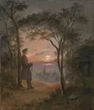 Abendstimmung by Georg Heinrich Crola, Öl auf Holz, sold Nov 2013