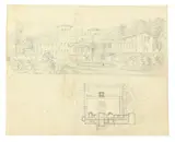 Villenphantasie by König von Preußen Friedrich Wilhelm Iv., Um 1828, Bleistiftzeichnung auf Papier – auf einem sog. Vortragsplan, sold Nov 2015