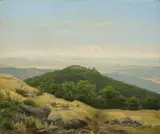 Landschaft mit bewaldeter Bergkuppe by Heinrich Brandes, Öl auf Leinwand, sold Jun 2015
