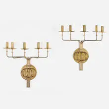 Sconces, pair by Tommi Parzinger, c. 1955, brass, brass-plated metal, sold Jan 2024