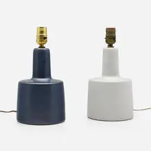 Table lamps, two by Gordon and Jane Martz, c. 1955, glazed stoneware, sold Jan 2024