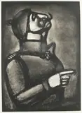 Georges Rouault, The Nobler the heart the less stiff the collar, from Miserere  (Chapon Rouault  102c), Etching with aquatint, 1926, on laid