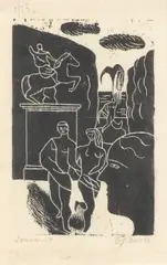 Edward Burra, Souvenir, Woodcut, c. 1929, on japan