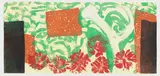 The Hospital Room was Choked with Flowers, Everybody likes Flowers, Surplus Flowers, The Room ... was Filling with Flowers, from The Way We Live Now (Heenk P217) by Howard Hodgkin, Etching with aquatint and hand-colouring, 1991, on Fabriano, sold Oct 2015