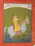 A prince on horseback by Rajasthan, 19th Century, gouache and gold paint, sold Oct 2015