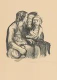Zwei schwatzende Frauen mit zwei Kindern by Käthe Kollwitz, 1930, Lithographie auf Velin, sold Nov 2015