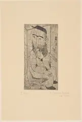 Jankel Adler, Sitzender, Um 1924, Radierung auf Papier
