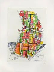 Markus Lüpertz, Fenster, 1993, 7 Kaltnadelradierungen mit Aquatinta auf Velin