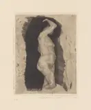 Stehender weiblicher Akt by Käthe Kollwitz, 1900, Aquatinta auf Velin, sold Jan 2021