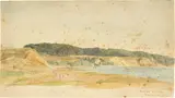 Jacob Gensler, Dänenkate bey Laboe, 1834, Aquarell über Bleistift auf Papier