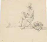 Otto Speckter, Im Freien zeichnender Künstler“ (Christian E. B. Morgenstern?) (+ 1 Beigabe), Bleistift auf Papier