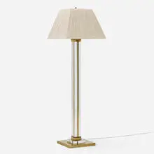 Floor lamp by Charles Hollis Jones, c. 1970, Lucite, brass, sold Jan 2024