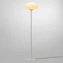 Bill Curry, Floor lamp, frosted glass, enameled steel and aluminum