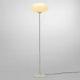 Bill Curry, Floor lamp, frosted glass, enameled steel and aluminum