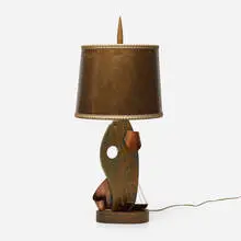 Yasha Heifetz, Table lamp, c. 1955, lacquered oak, brass, cord