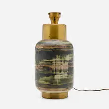 Lee Rosen, Table lamp, c. 1955, glazed earthenware, brass