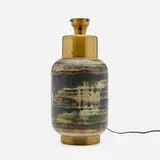 Lee Rosen, Table lamp, c. 1955, glazed earthenware, brass