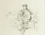 James Abbott McNeill Whistler, Mother and child 2 (Levy 39), Lithograph, 1891 and 1895, a posthumous impression, on tissue thin laid japan