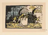 Max Pechstein, Hürdenläufer I, 1912, Kolorierter Holzschnitt auf Papier