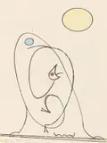 Max Ernst, Aus: „Uwe M. Schneede, Max Ernst, 1973, Radierung, koloriert, auf einem Doppelbogen Velin