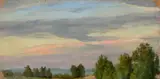 Deutsch, um 1830 & 40, Italienischer Abendhimmel, Öl auf Karton, auf Pappe aufgezogen