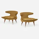 Pair of low wide lounge chairs by Karpen of California, sold Sep 2018