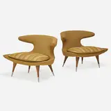Pair of low wide lounge chairs by Karpen of California, sold Sep 2018