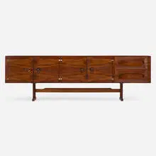 Credenza by Novo Rumo, c. 1965, rosewood, chrome-plated steel, sold Jan 2024