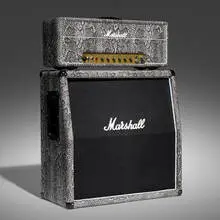 Custom amplifier head and cabinet by Marshall, 1962 / 1974, vinyl, cloth, steel, brass, plastic, sold Jan 2024