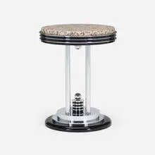 Occasional table by Walter Prosper, 1986, granite, chrome-plated steel, chrome-plated brass, composite, sold Jan 2024