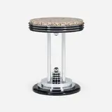 Walter Prosper, Occasional table, 1986, granite, chrome-plated steel, chrome-plated brass, composite